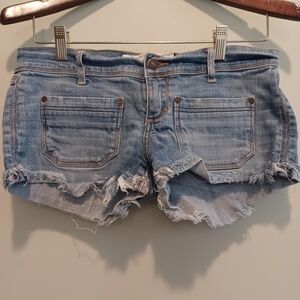 Abercrombie & Fitch Womens Shorts Size 2/26‎ Distress Hem Blue Jean Denim